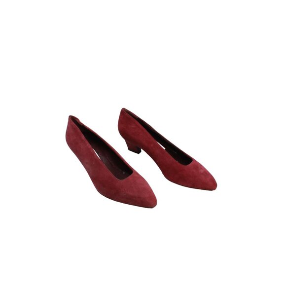 Bally Inova Women's Red Suede Slip On Pointed Casual Pump Heel Shoes Size 5.5 M - Picture 3 of 9